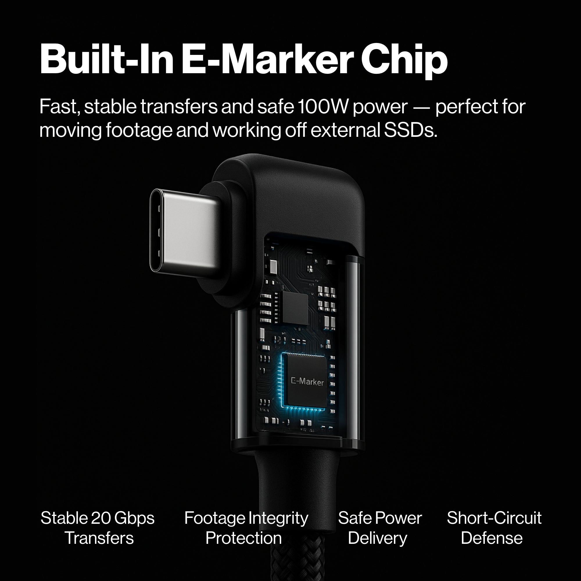 USB-C Cable – Short 90° Right-Angle (18 cm / 7in)